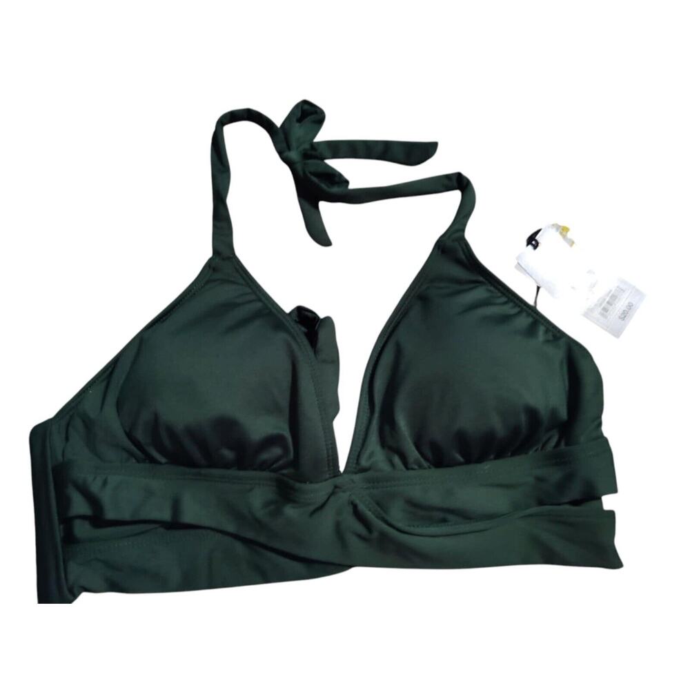 Shade & Shore Women’s Dark Green Tie Up Swim Suite Top Size M ( 8 -‎ 10 )
